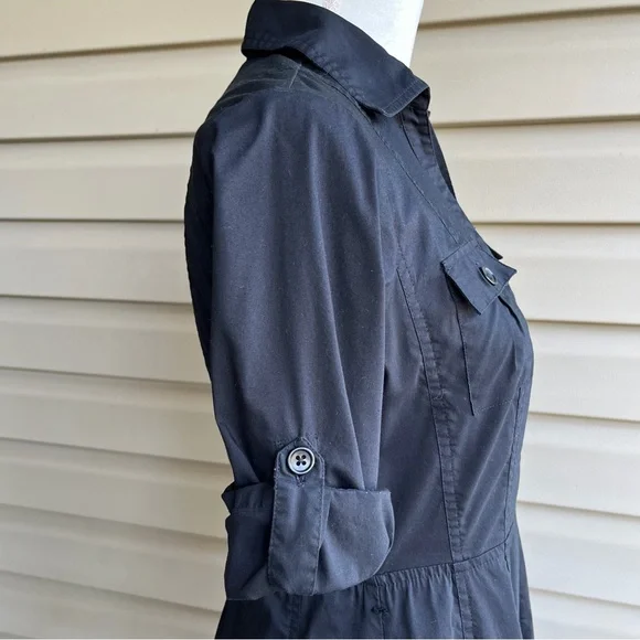 •Banana Republic• Black Poplin Flared Shirtdress - Size 4 - Picture 7 of 11